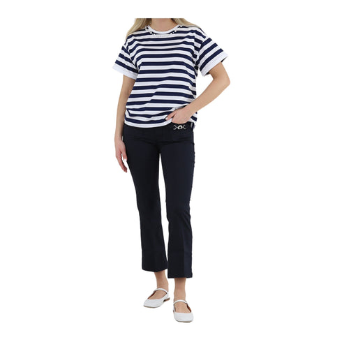 Liu Jo Pantaloni Pantalone Donna con dettaglio metallico Blu P24-LIU.JOMA4291T7144-93921-26 - Francavilla Moda